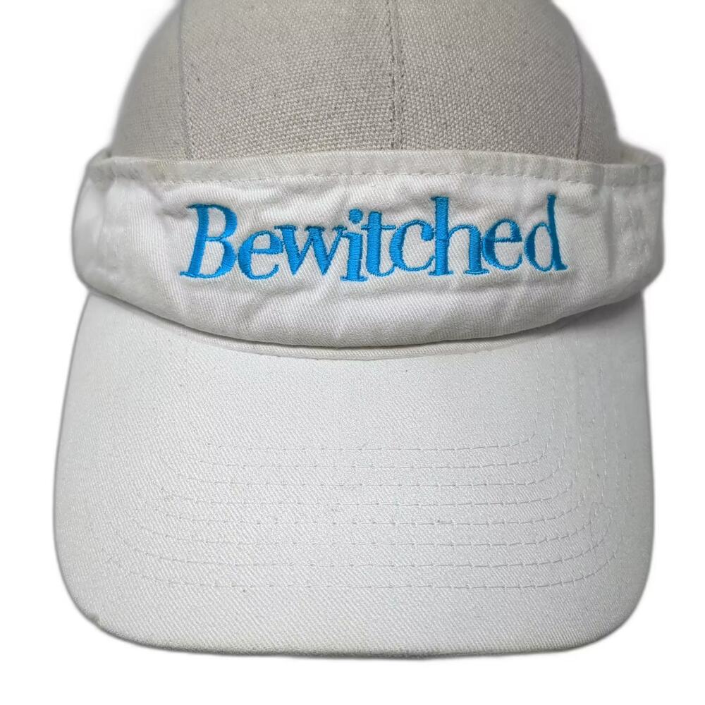AMC Deluxe Headwear White Visor Hat Bewitched Embroidered Adjustable Strapback
